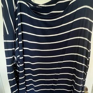 Ava & Viv Navy and Cream Striped Top